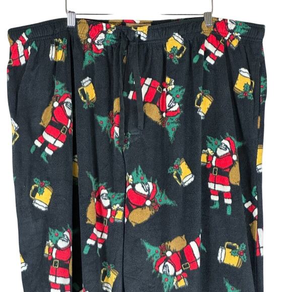The Foundry Sleep Pants Mens 3XLT Black Fleece Santa Beer Holiday Christmas Fun - Picture 2 of 4